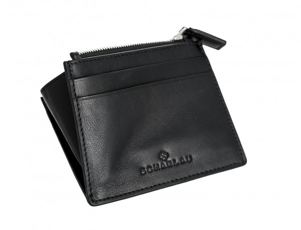 leather card holder black open