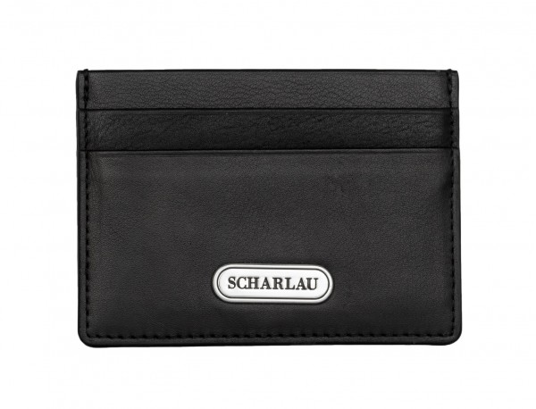 Leather credit card holder in black front
