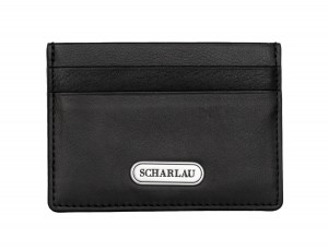 Leather credit card holder in black front