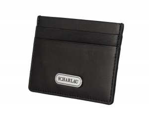 Leather credit card holder in black side