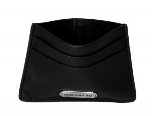 Leather credit card holder in black detail