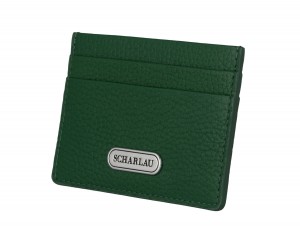 Leather credit card holder in green side