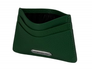 Leather credit card holder in green inside