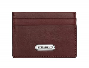 Leather credit card holder in red front