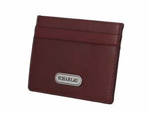 Leather credit card holder in red side