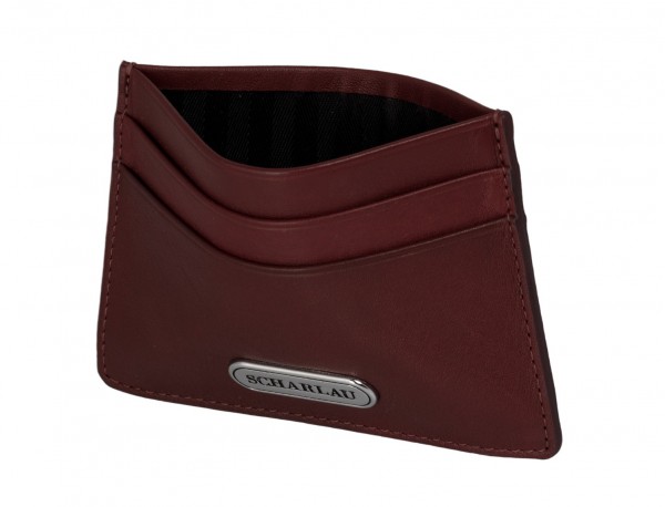 Leather credit card holder in red open