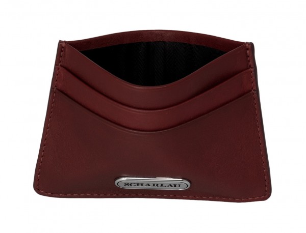 Leather credit card holder in red inside