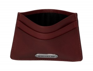 Leather credit card holder in red inside