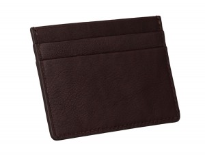 Leather credit card holder in burgundy back