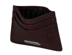 Leather credit card holder in burgundy inside