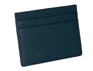 Leather credit card holder in blue back