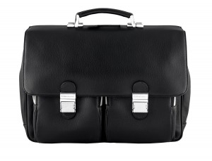 leather flap large briefbag for men in black front