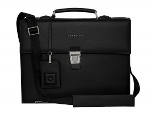 borsa da lavoro in pelle nera front