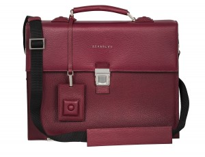 borsa da lavoro in pelle bordeaux front