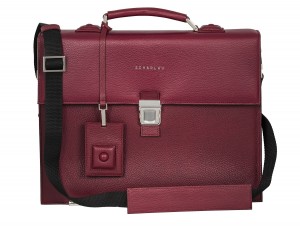 leather briefbag burgundy front
