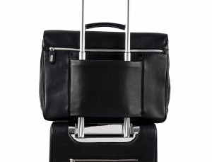 leather flap large briefbag for men in black trolley