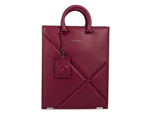leather business bag woman berry front