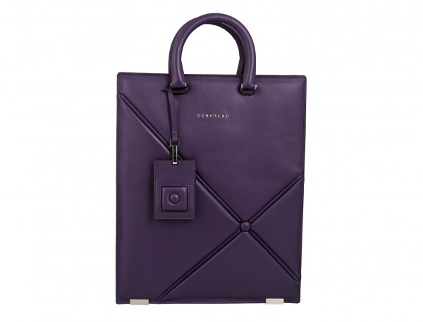 leather business bag woman violet front