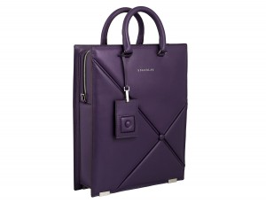 leather business bag woman violet side