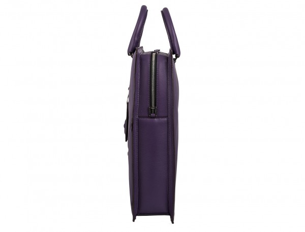 leather business bag woman violet side detail