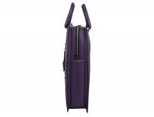 leather business bag woman violet side detail