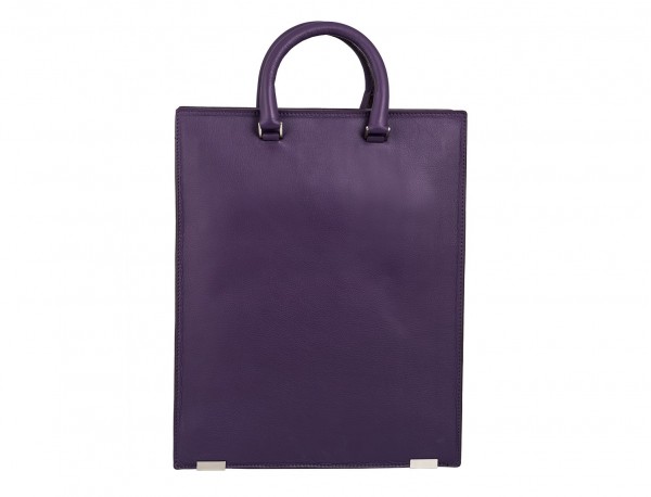 leather business bag woman violet back
