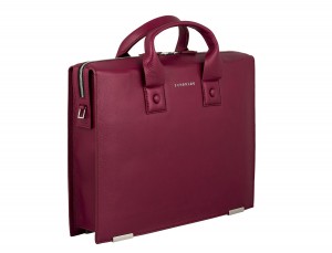leather briefbag berry for women side