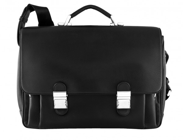 leather briefbag in black for men front