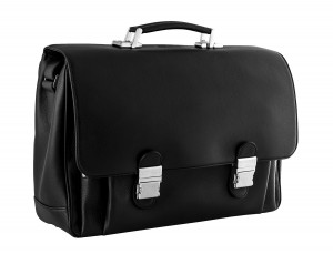 leather briefbag in black for men side