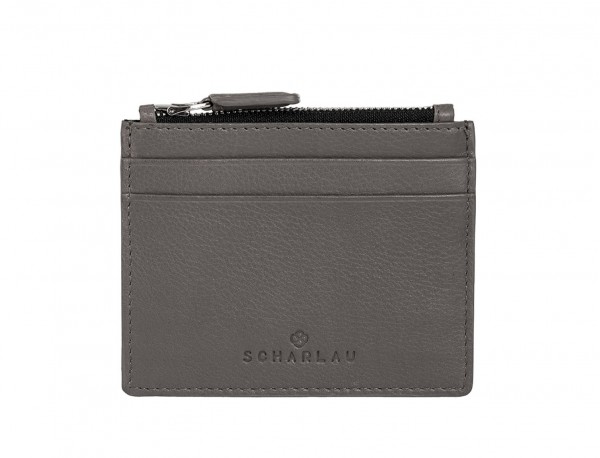 leather card holder gray front