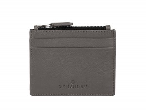 leather card holder gray front