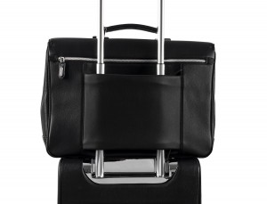 leather briefbag in black for men trolley