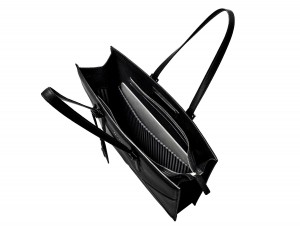 leather women's laptop bag black open