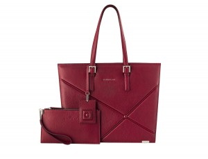 leather women's laptop bag berry front