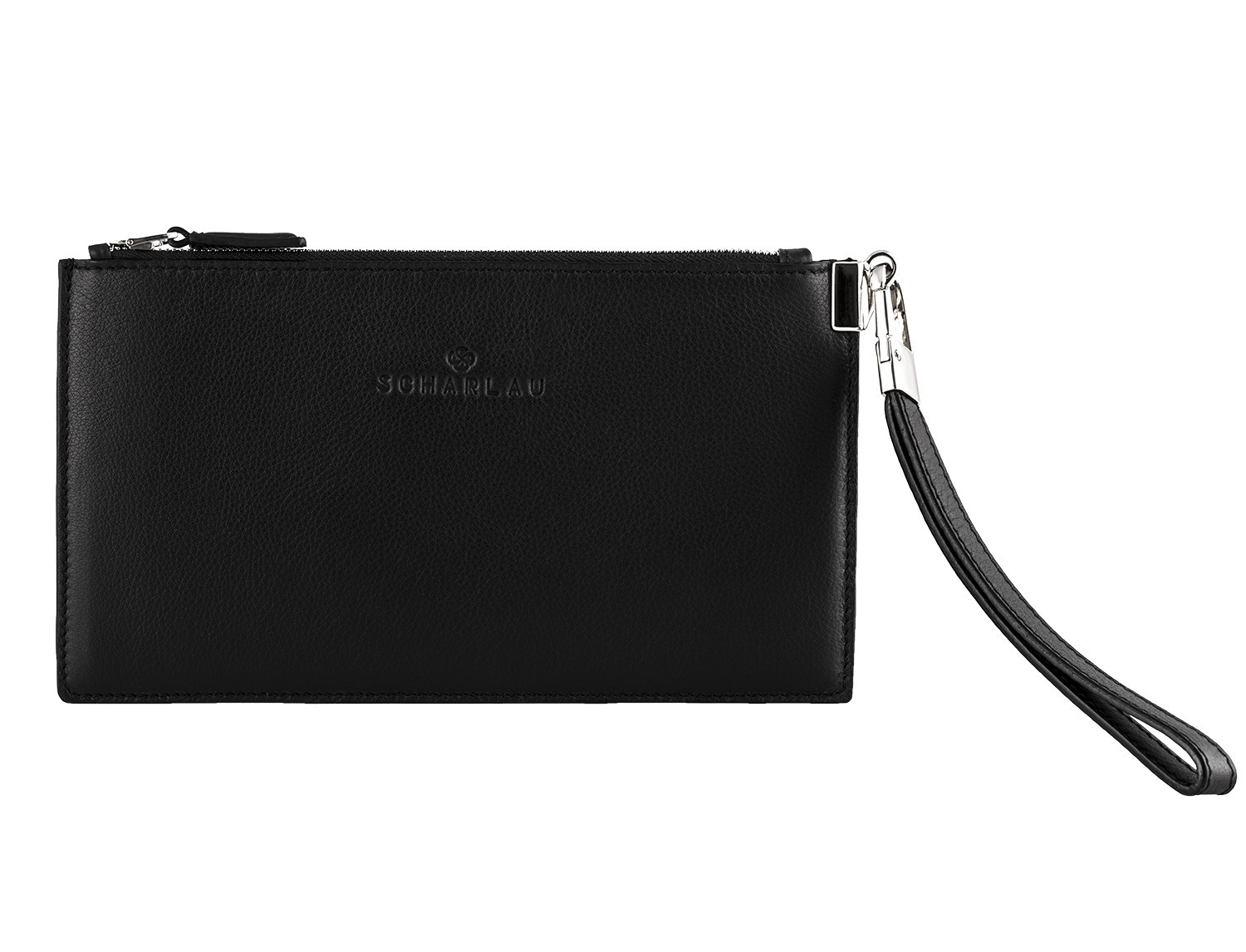 leather clutch black front