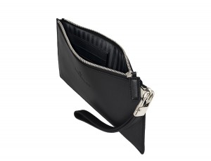 leather clutch black open