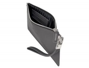 pochette in pelle grigio open