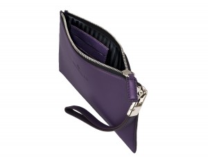 pochette in pelle viola open