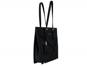 borsa per laptop in pelle da donna in nero side