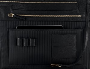 borsa per laptop in pelle da donna in nero detail