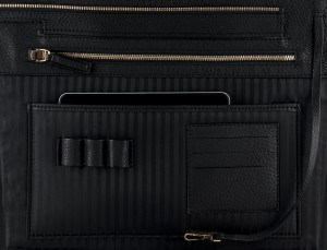 leather women laptop bag in black detalle