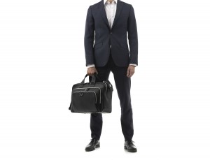 leather black briefcase for men in black model
