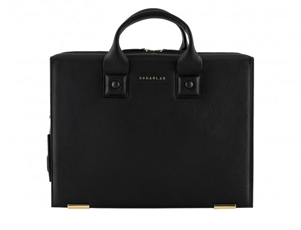 leather briefbag black front