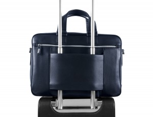 maletín ejecutivo de cuero en color todo negro azul espalda