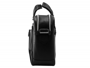 leather black briefcase for men in black side