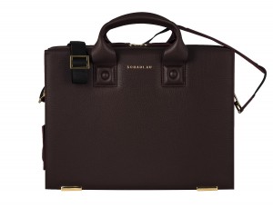 leather briefbag burgundy detail front