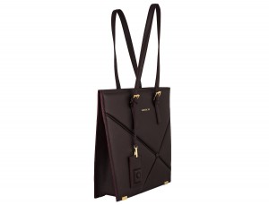 borsa per laptop in pelle da donna in bordeaux side