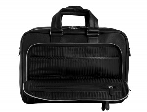 leather black briefcase for men in black inside pocket