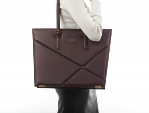 borsa per laptop in pelle da donna in bordeaux model