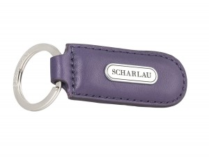 Leather elongate keyring in Lila side